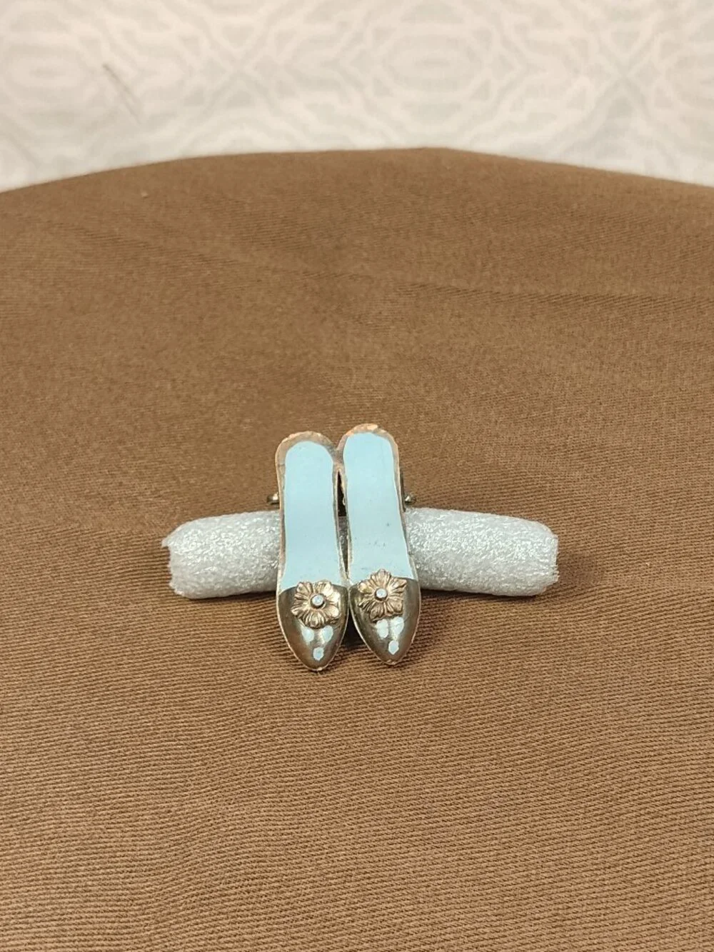 Vintage Baby Blue Slipper Heels Broach
